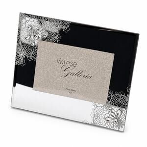 Varese Galleria 4x6 Mirrored Picture Frame Etched Lace Crystal Jeweled Wedding